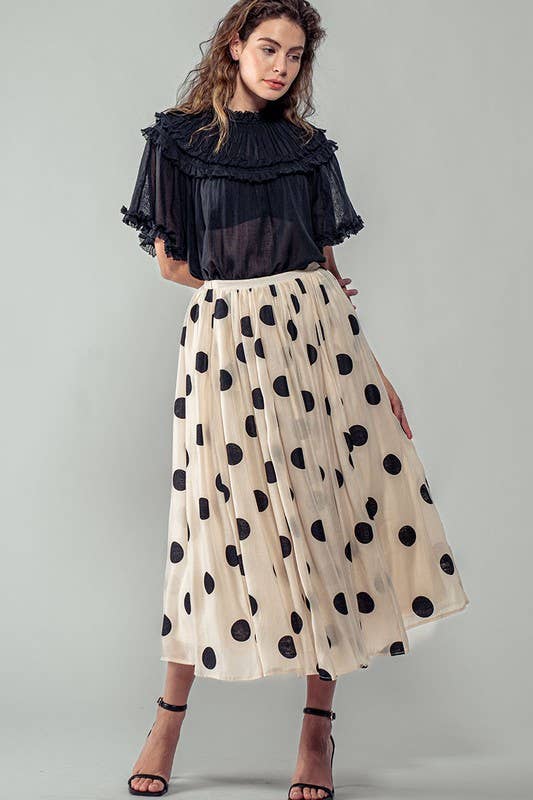 Ruffled Sheer Mock Neck Short Sleeve Blouse