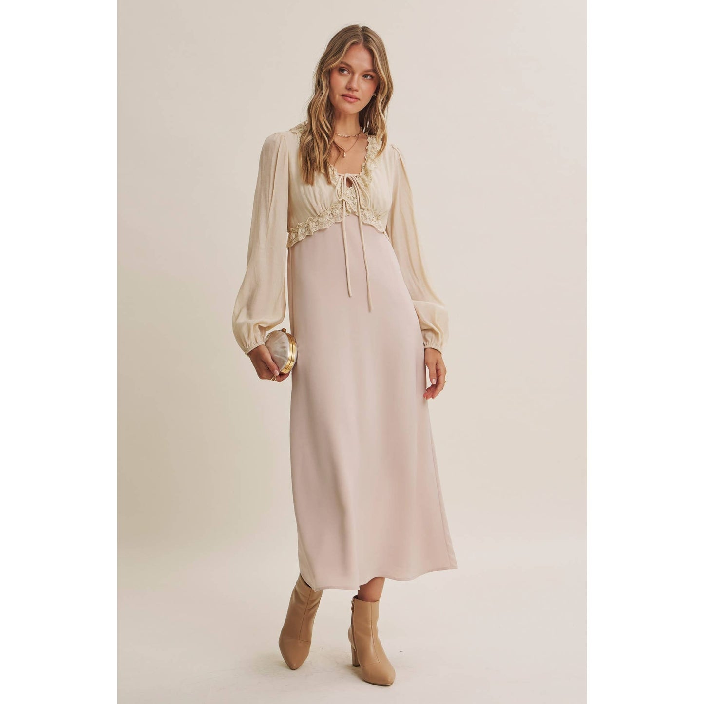 CHAMPAGNE ROSE MIDI DRESS