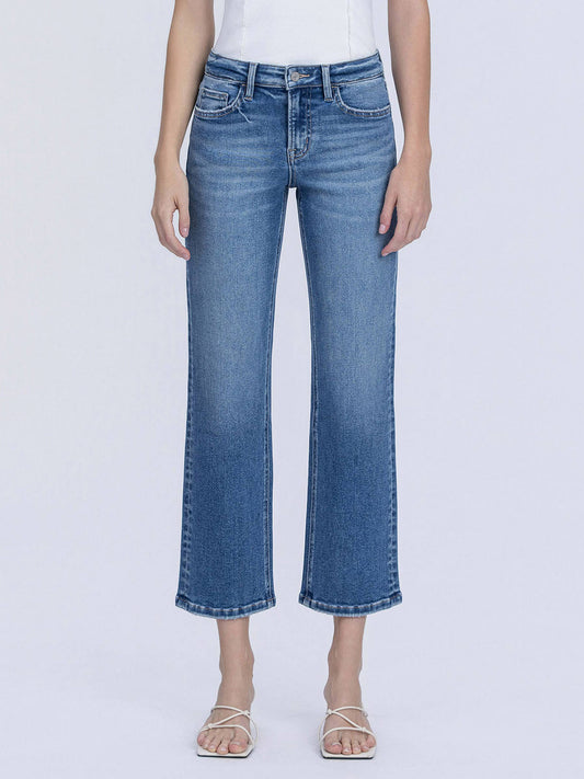Mid Rise, Ankle Length Comfort Stretch Jeans - Medium Dark Wash