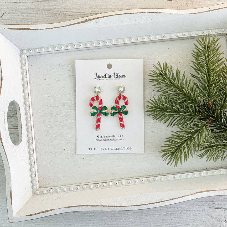 Peppermint Stick Candy Cane Earrings