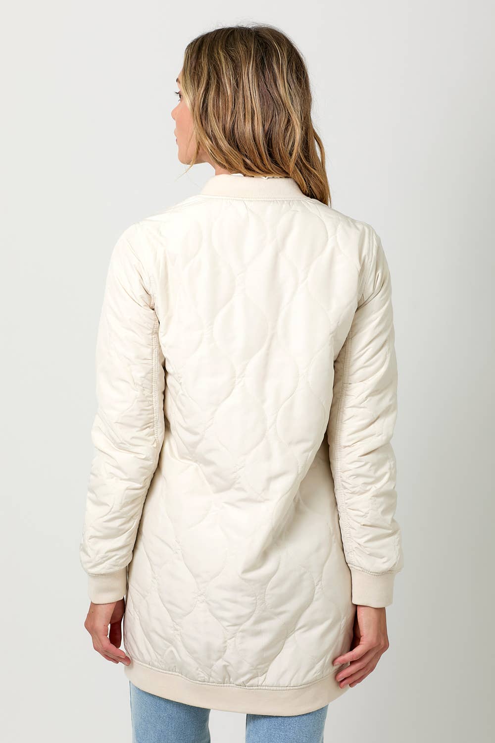 Quilted Long Bomber Jacket