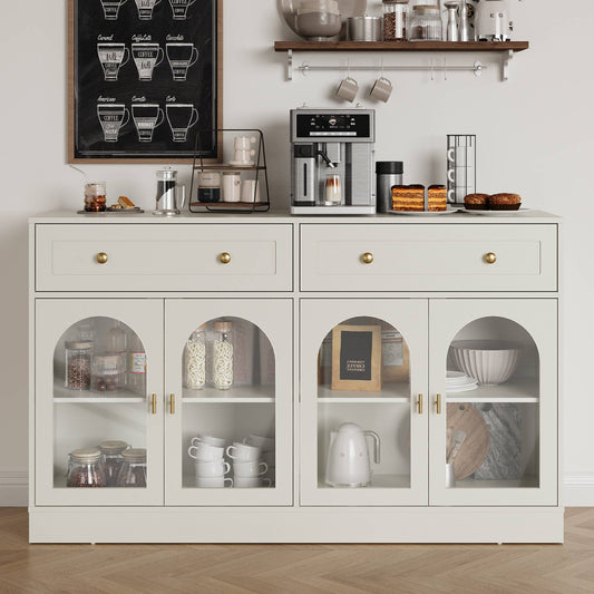Sideboard Buffet Cabinet with Storage, Wood Coffee Bar Table