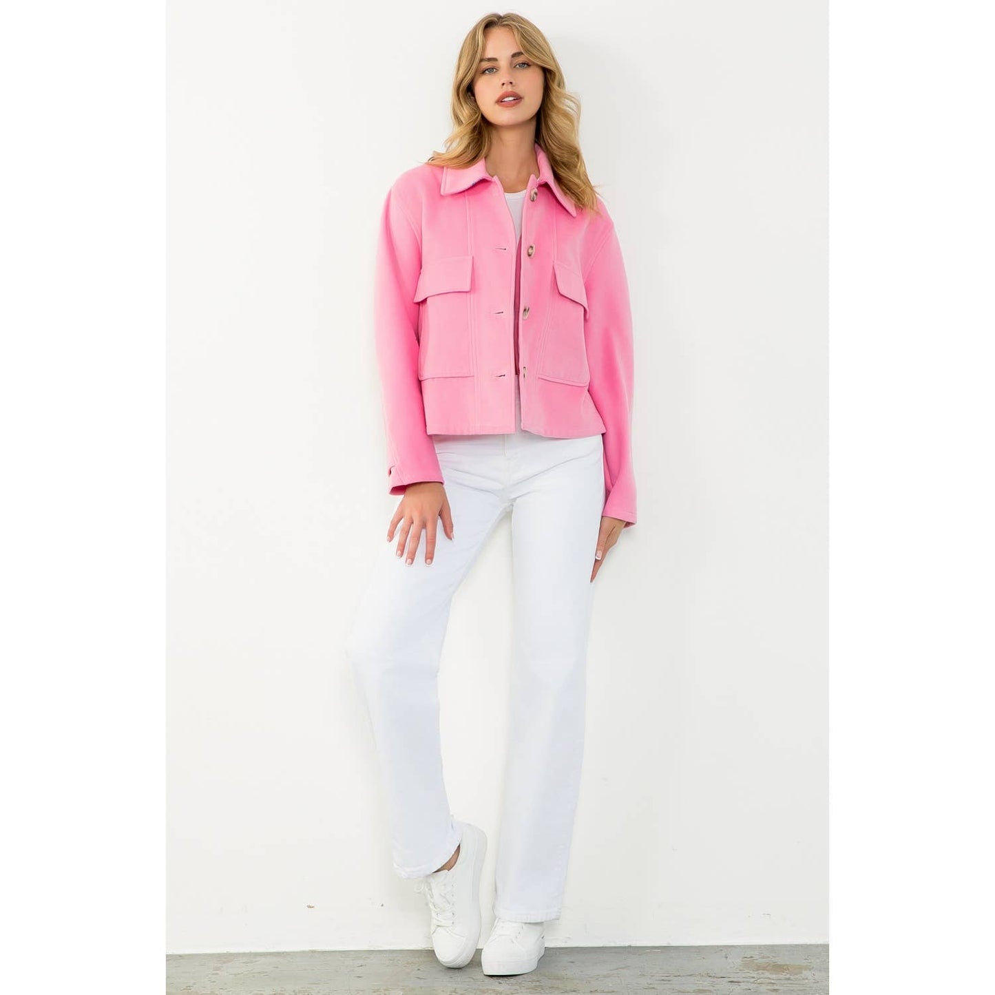 Pink Button-Front Jacket