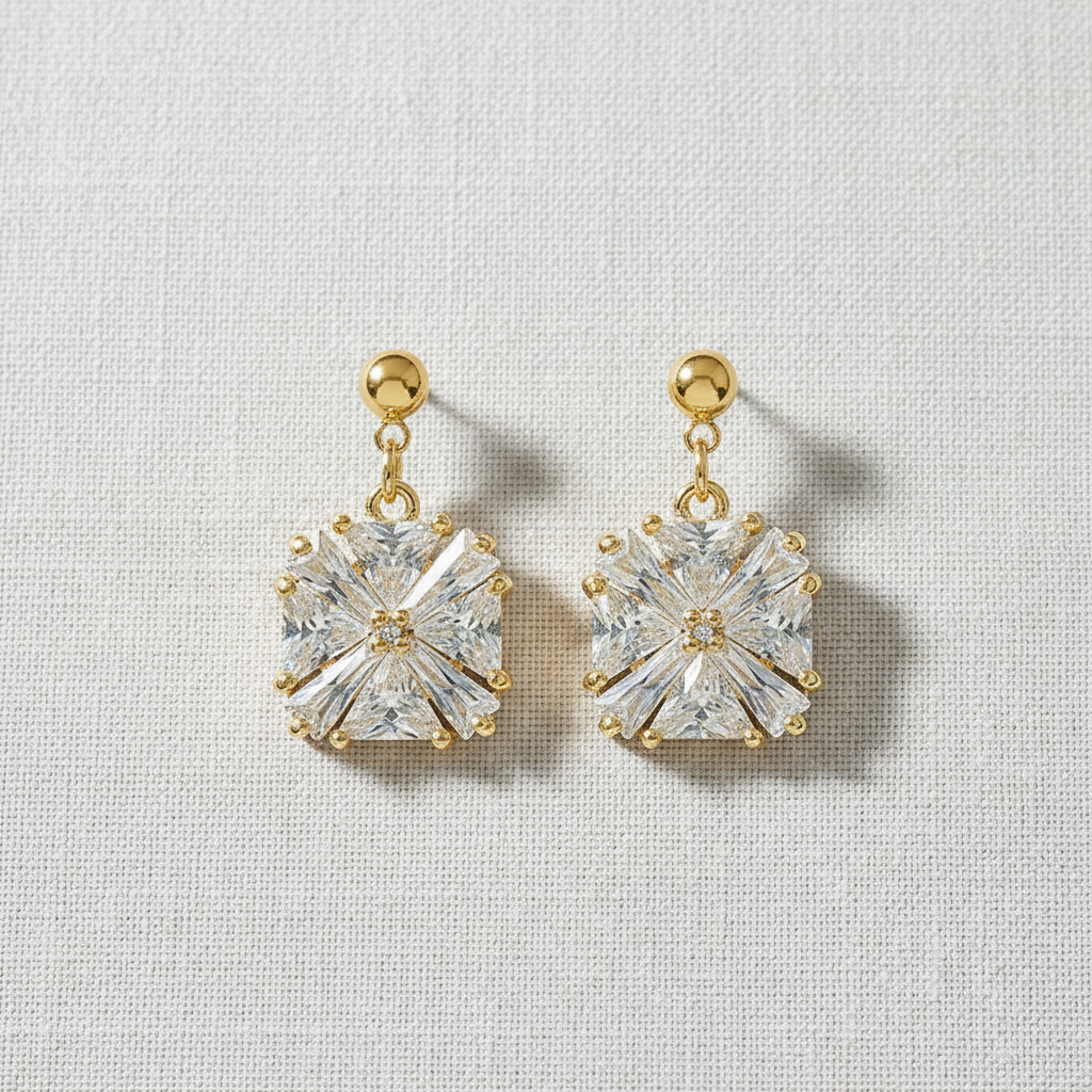 Geometric Zirconia Stud Earrings