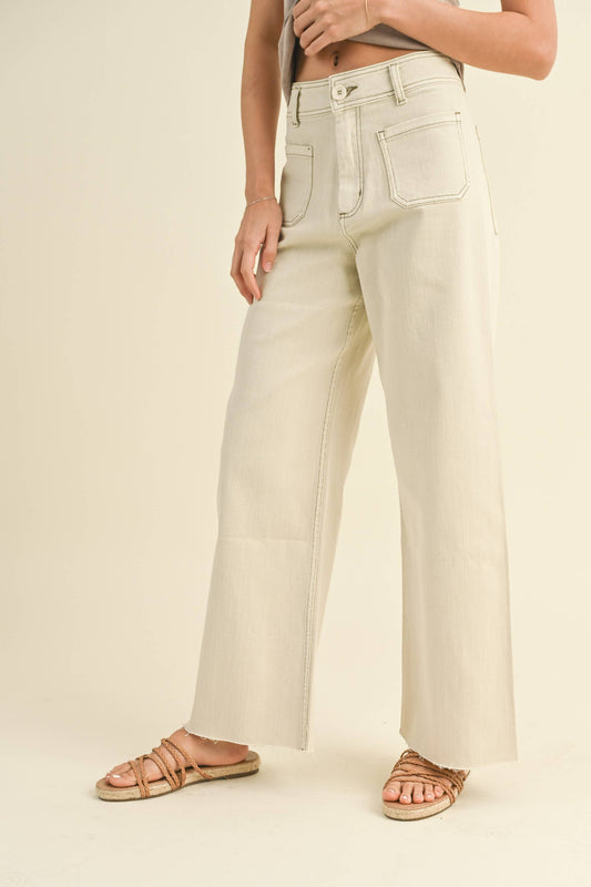 MMP1913   STRAIGHT WIDE LEG PANTS WITH FRONT POCKET