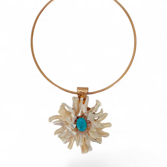 Chunky White Shell Flower Necklace | Handmade Statement