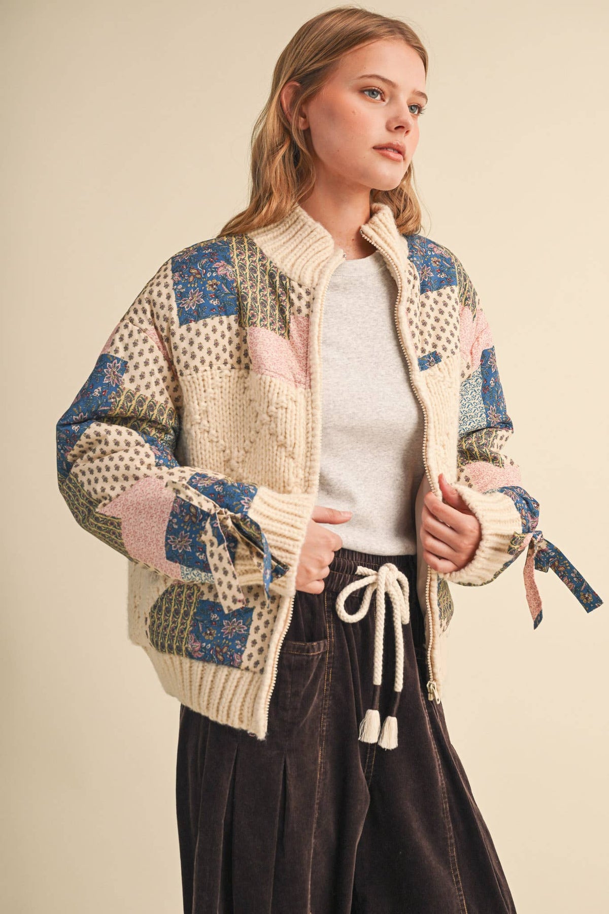 MIXED MEDIA PATCH PRINT JACKET