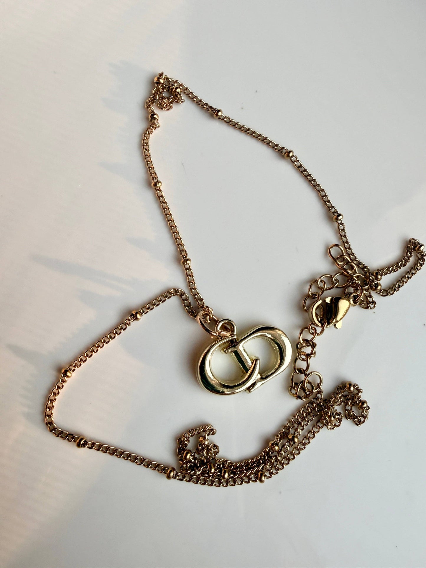 Upcycled Dior Gold Pendant Necklace