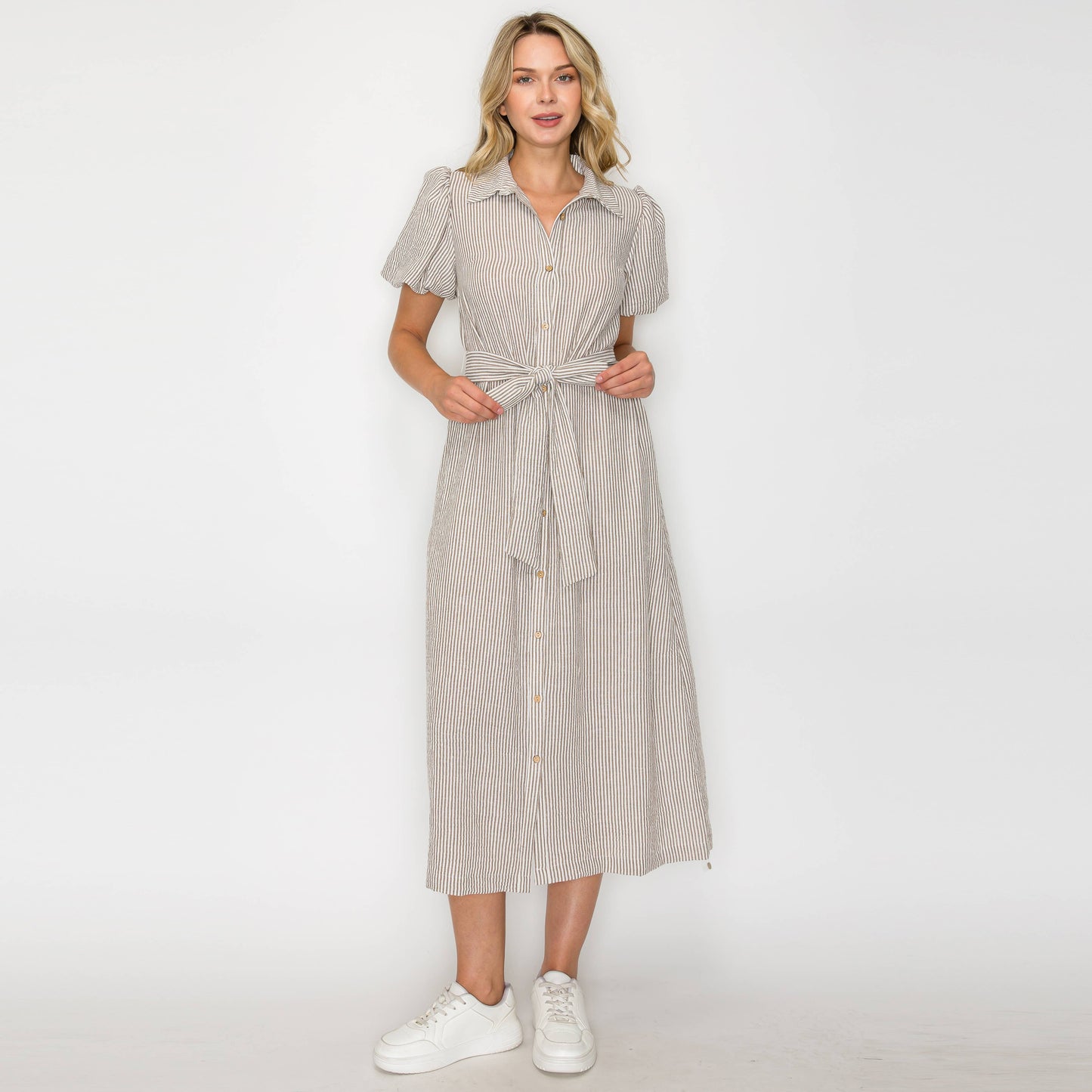 Tortilla Stripe Midi Shirt Dress