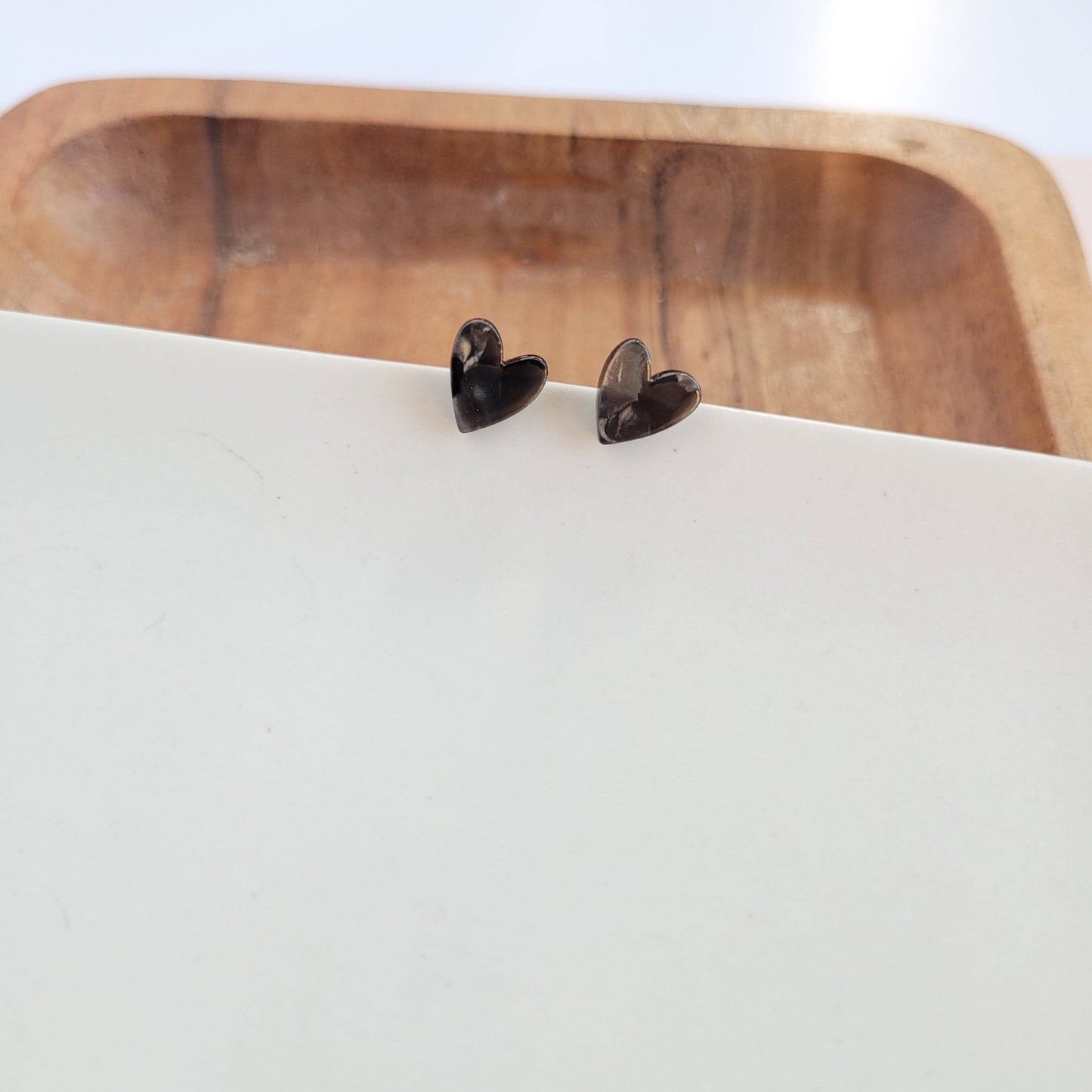 Hand Drawn Heart Studs – Black