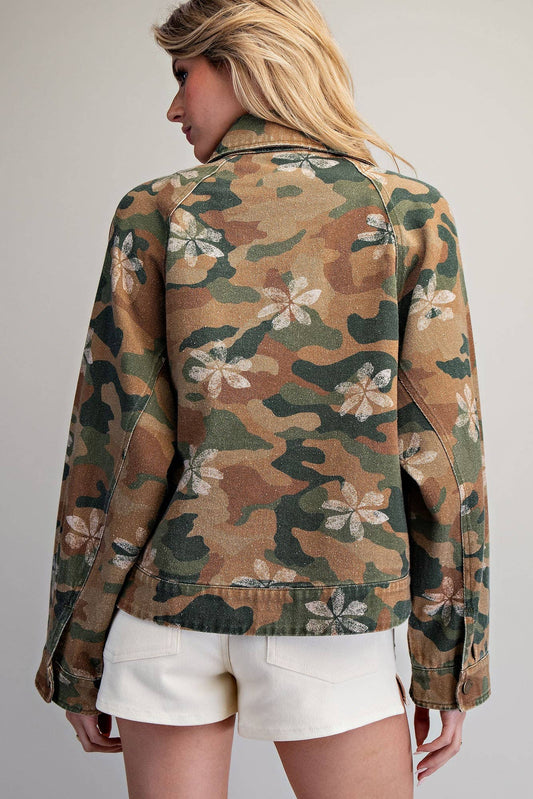 FLORAL CAMO PRINTED JACKET