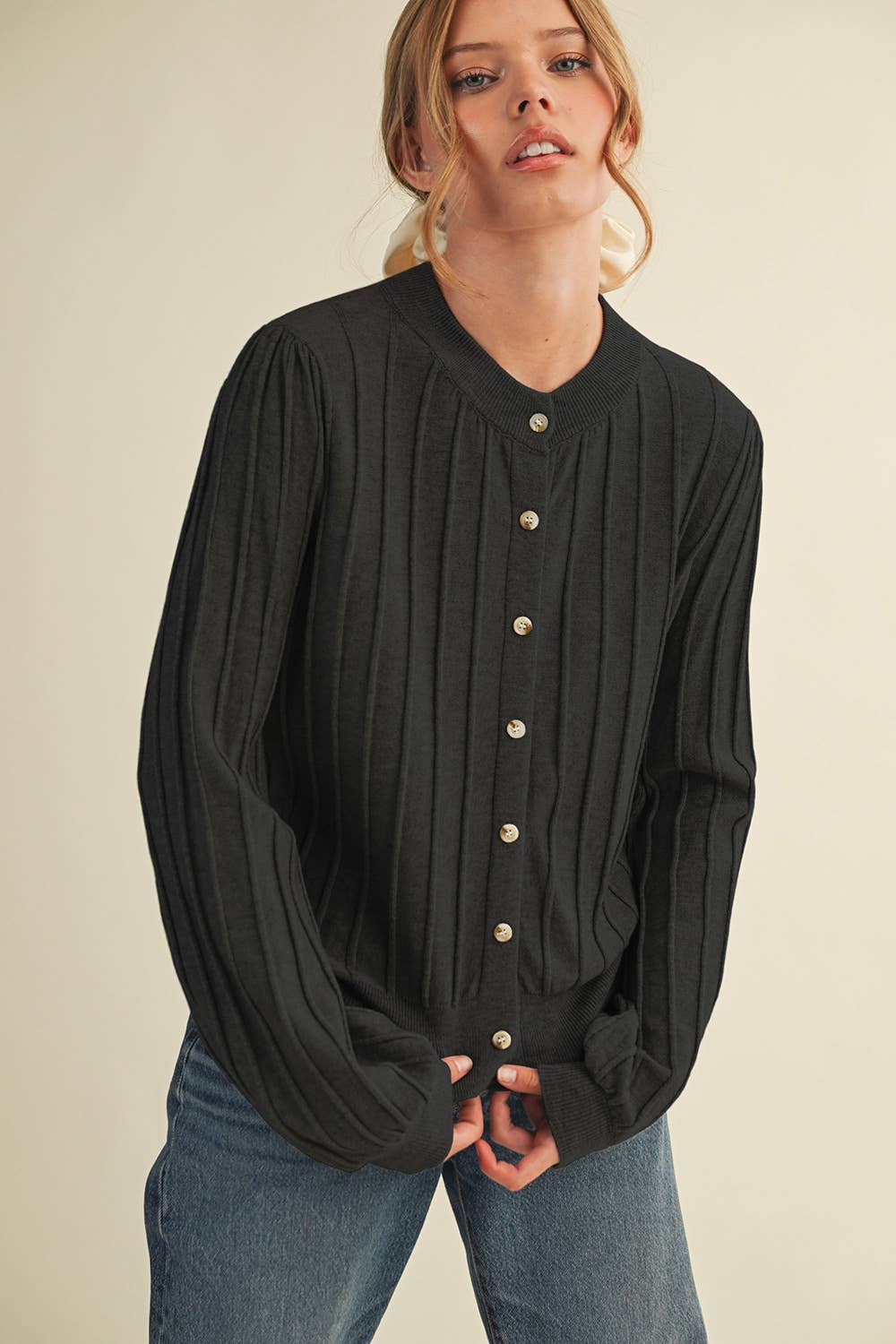 RIBBED SWEATER CARDIGAN