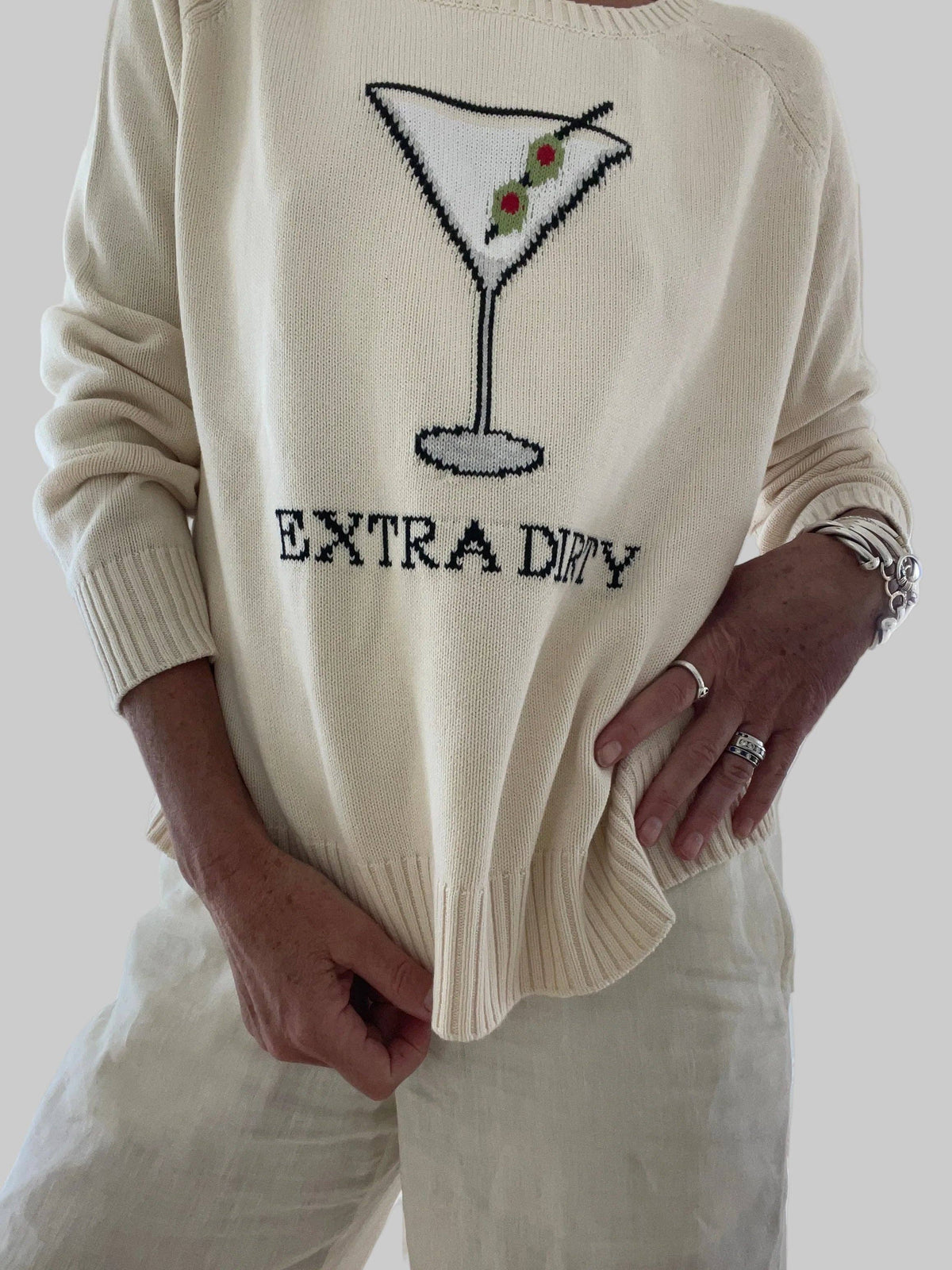 Extra Dirty Martini Cotton Sweater Ivory