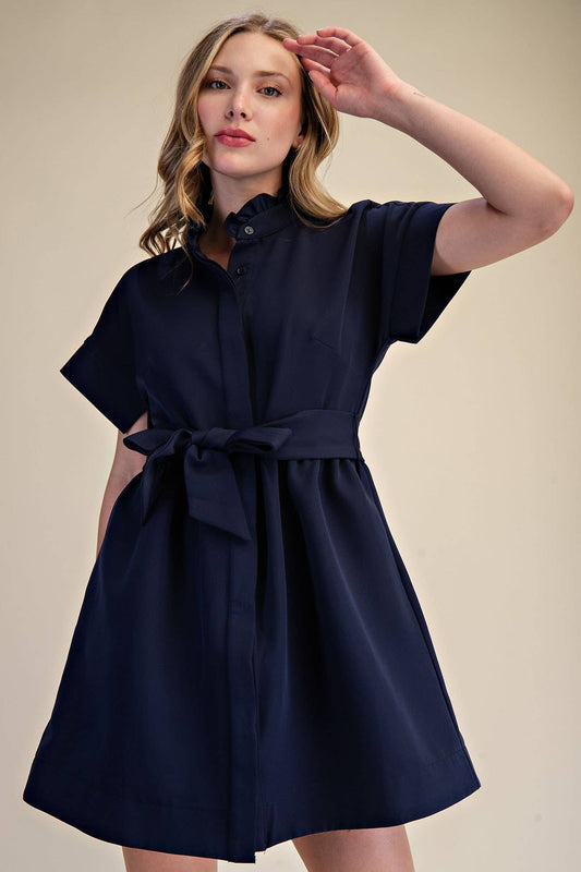 Ruffle Neck Mini Dress