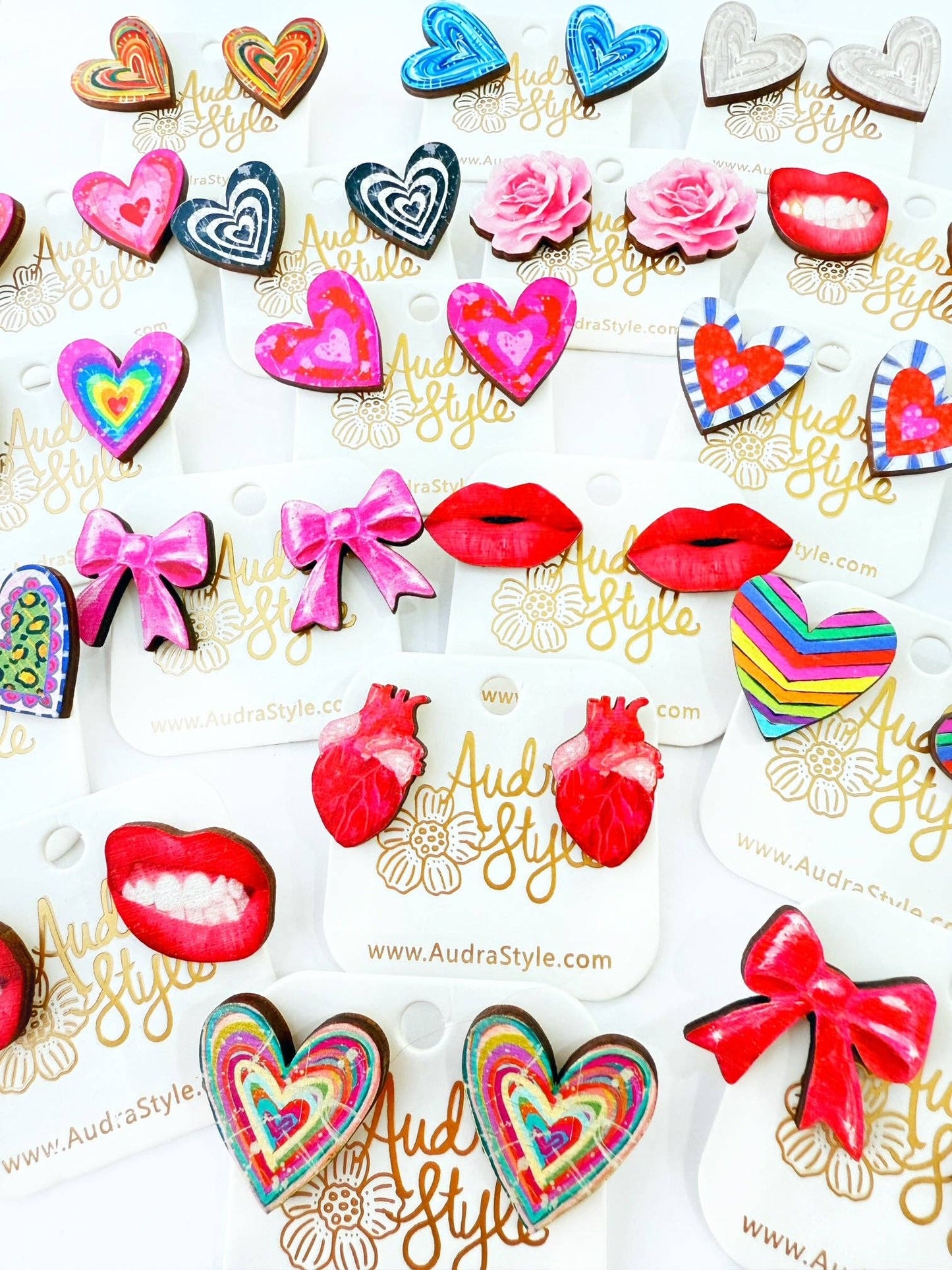 Red Bow Stud Earrings