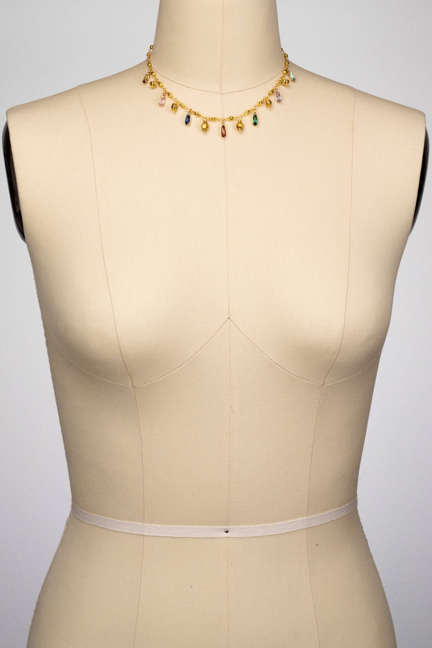 Skyfire Necklace with CZ Teardrops & Etched Metal Beads