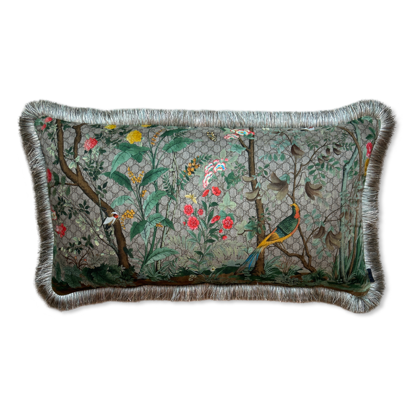 GG Logo Tree of Life Tian Chinoiserie Vintage Silk Scarf Pillows