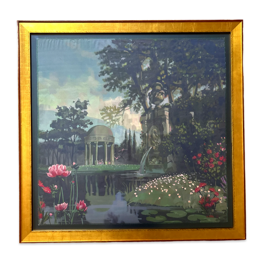 Vintage Gucci Ignasi Monreal Garden Framed Silk Scarf 33"