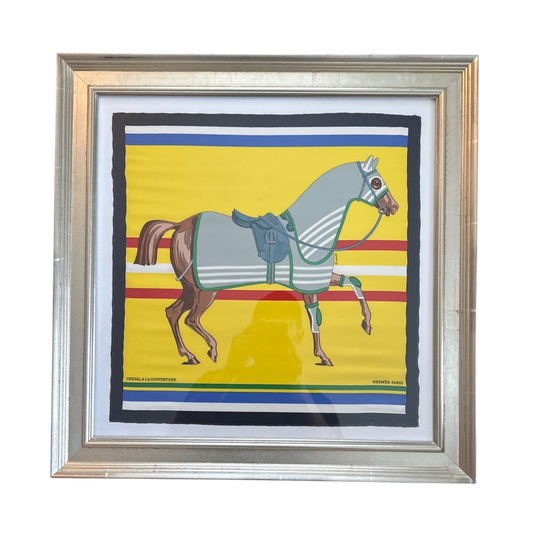 Cheval a la Couverture Framed Vintage Silk Scarf 22"