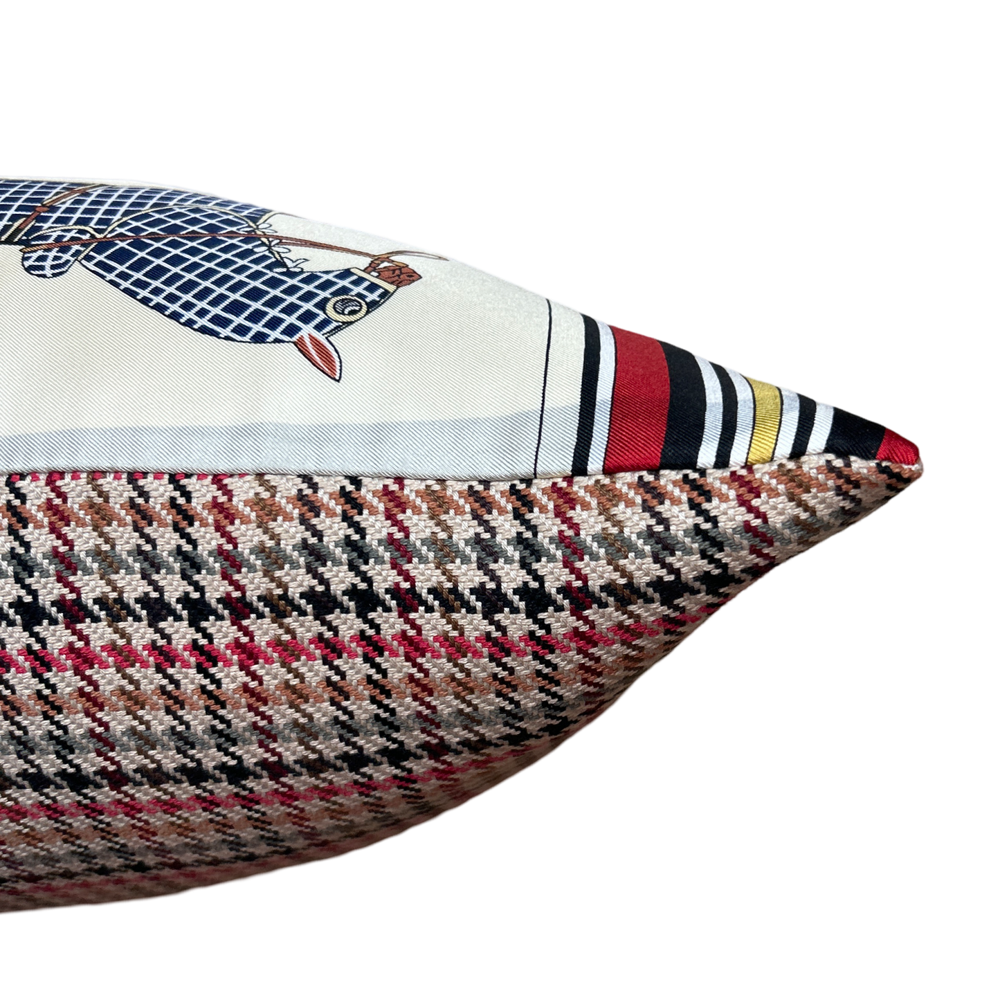 Couvertures et Tenues du Jour Ivory Multi Vintage Silk Scarf Lumbar Pillow 35"