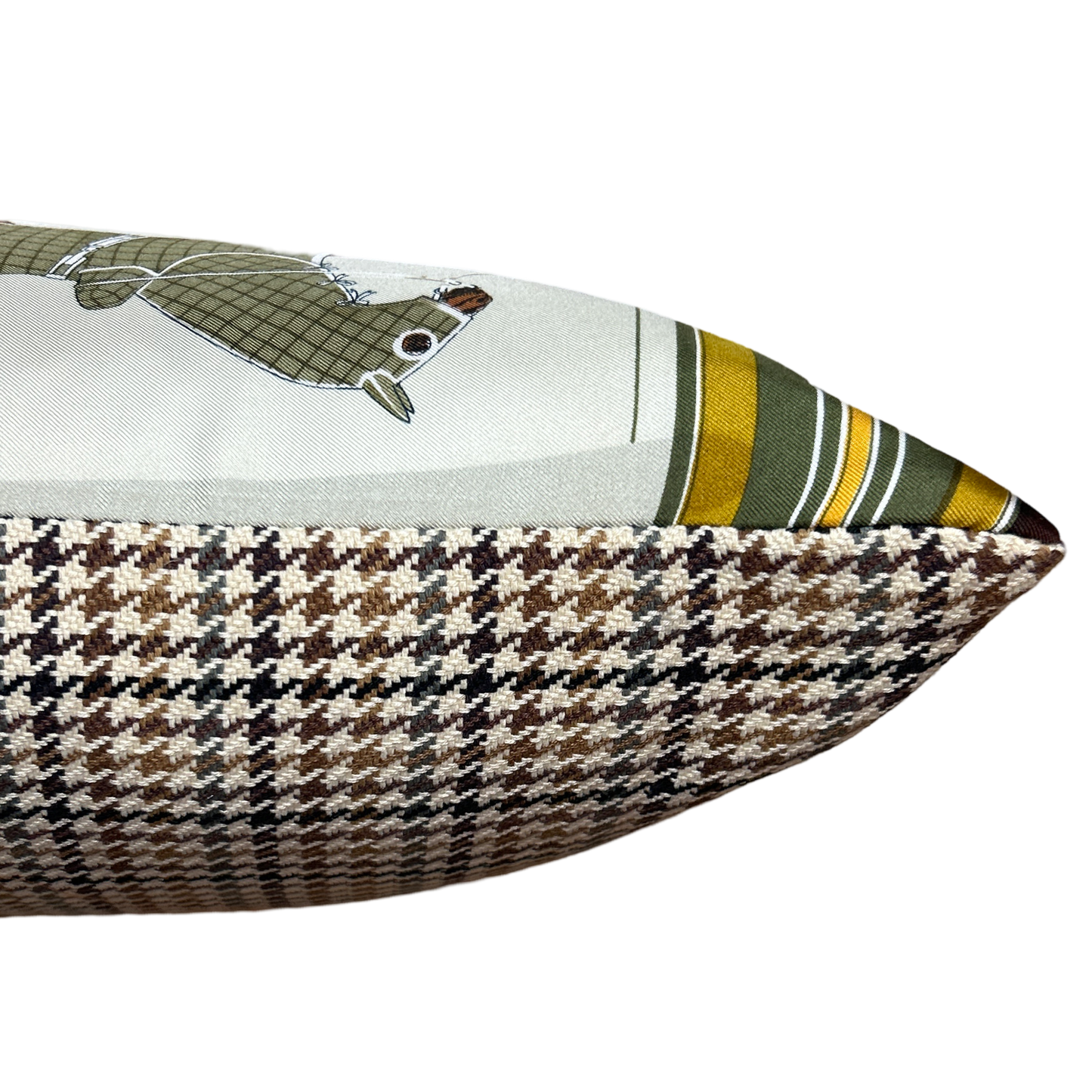 Couvertures et Tenues du Jour Neutral Vintage Silk Scarf Lumbar Pillow 35"