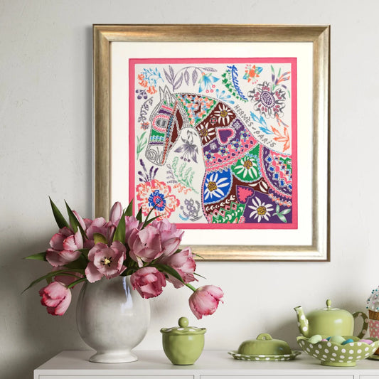 Vintage Hermes En Attendant Ulysse Framed Silk Scarf 24"