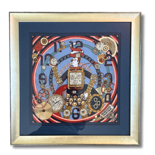 Monsieur Montres Vintage Framed Silk Scarf 24"