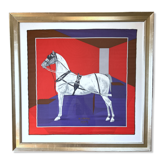 H Cheval Framed Vintage Silk Scarf 34"