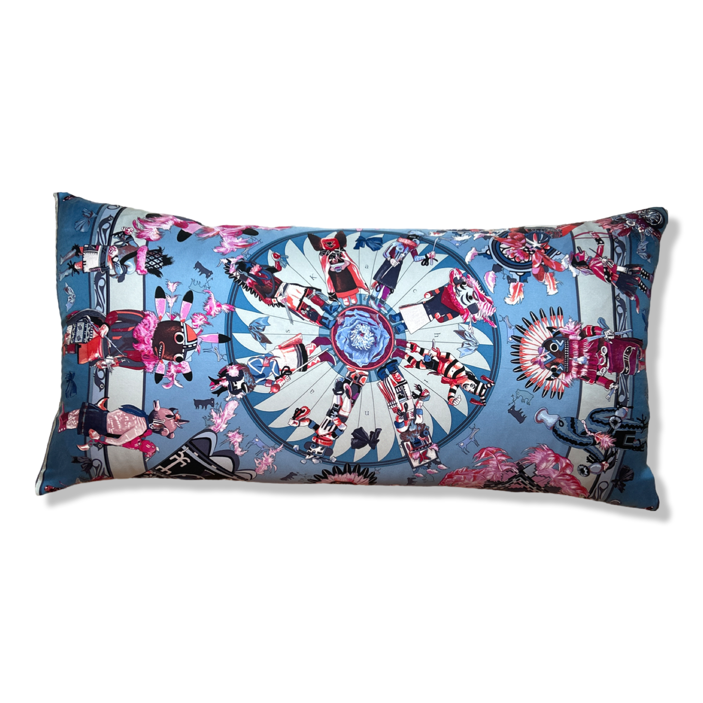 Kachina Vintage Silk Scarf Lumbar Pillow 35"