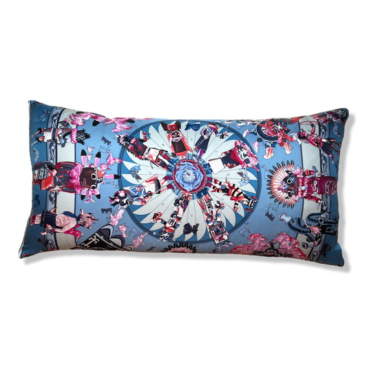 Kachina Vintage Silk Scarf Lumbar Pillow 35"