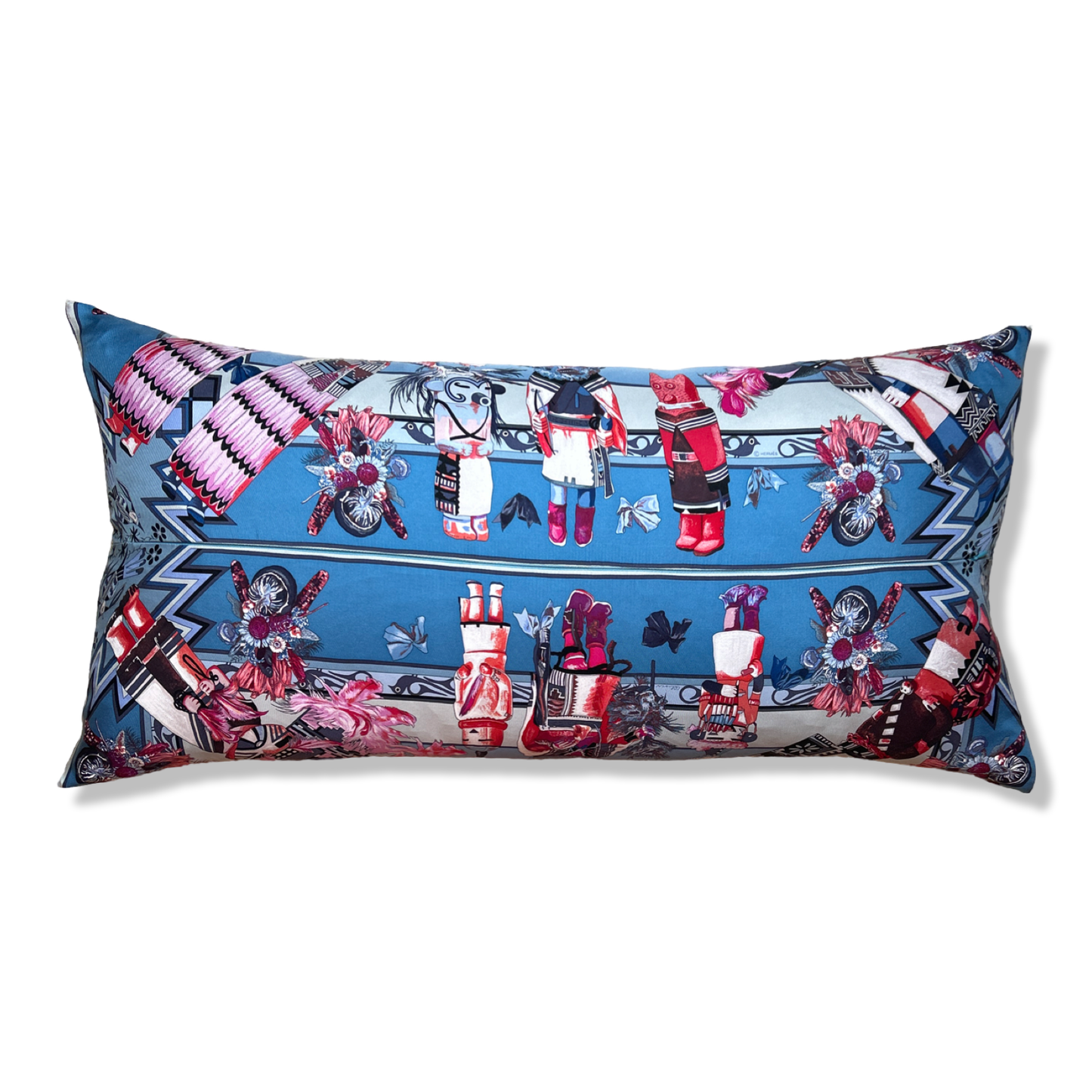Kachina Vintage Silk Scarf Lumbar Pillow 35"