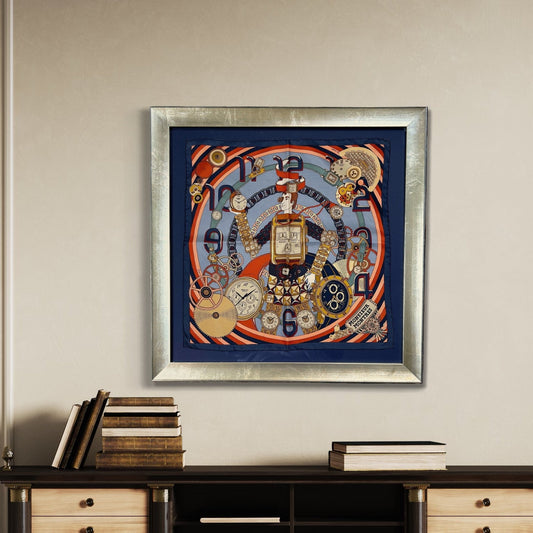 Monsieur Montres Vintage Framed Silk Scarf 24"