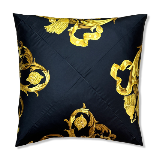 Mors à la Conetable Noir Vintage Silk Scarf Pillow 22"