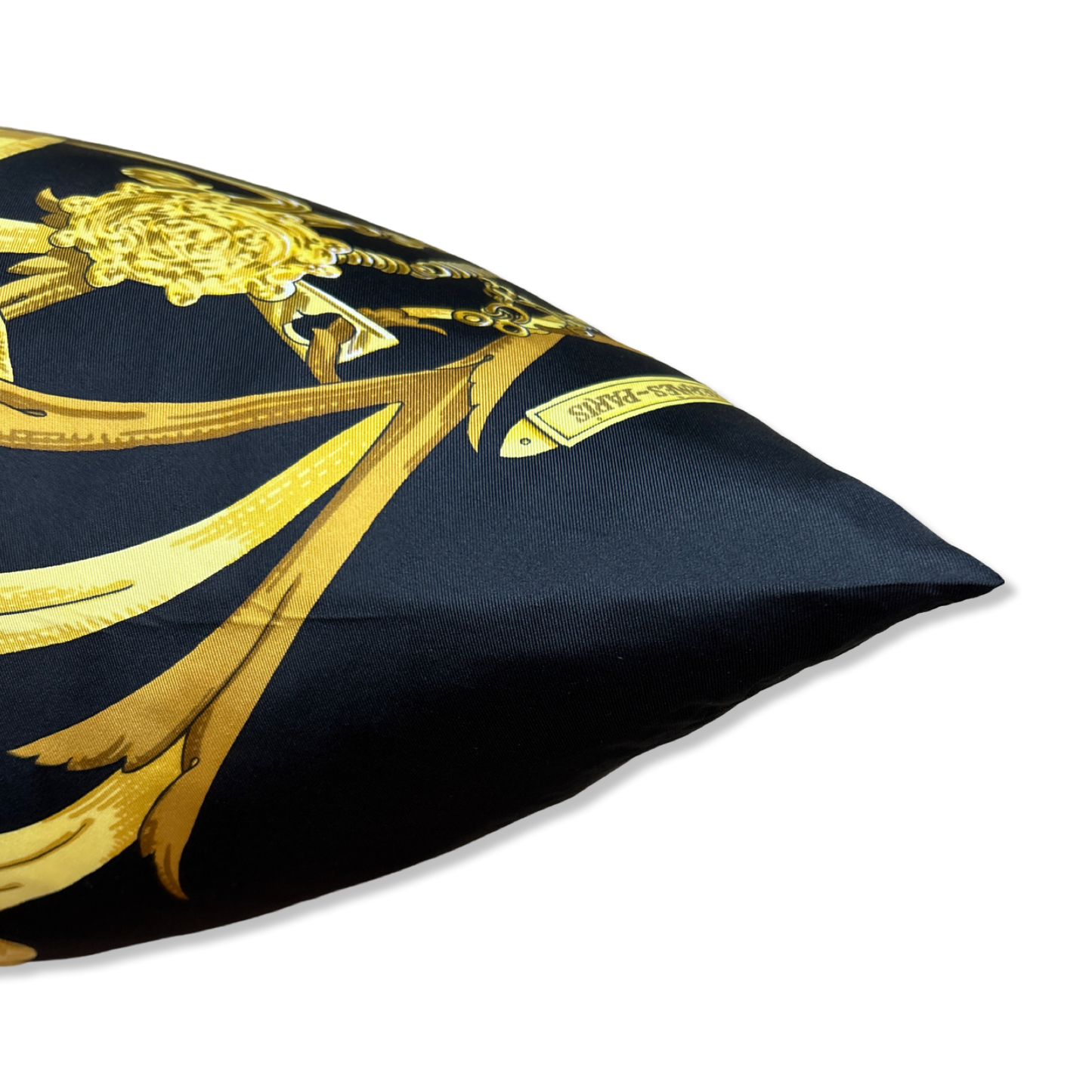 Mors à la Conetable Noir Vintage Silk Scarf Pillow 22"