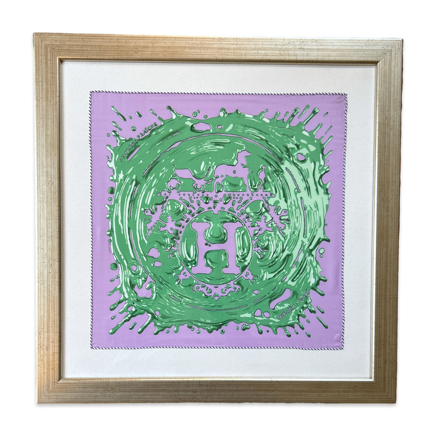 Peinture Fraiche Framed Vintage Silk Scarf 24”