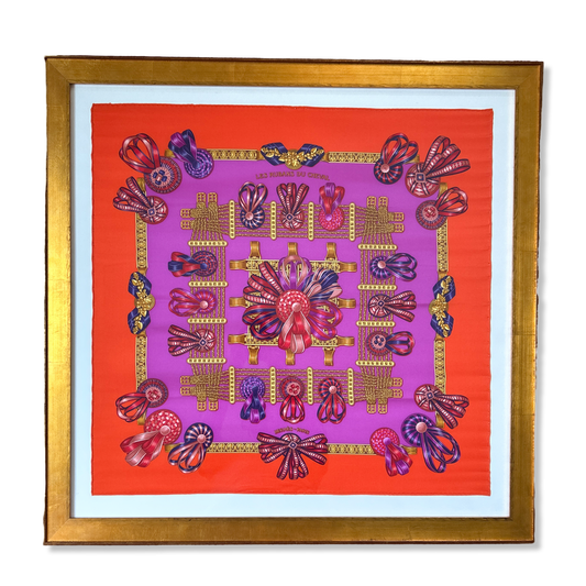 Rubans du Cheval Framed Vintage Silk Scarf 33"