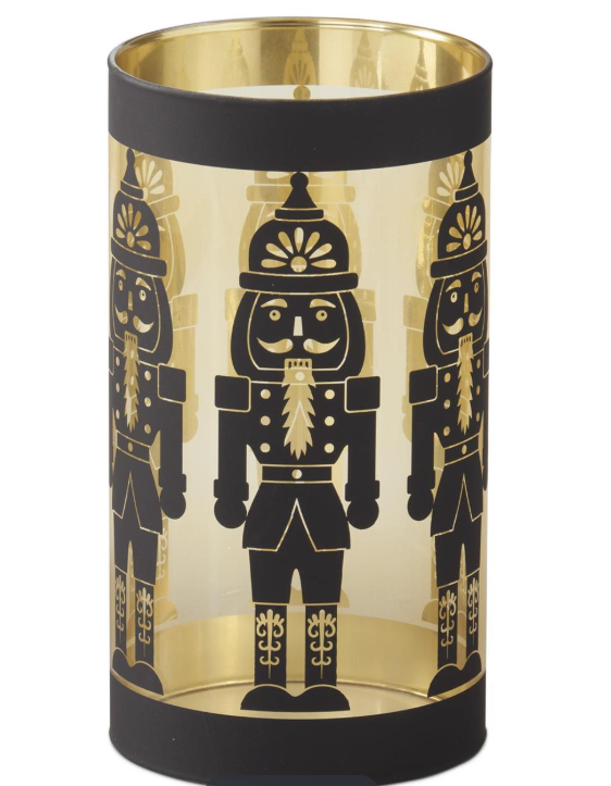 Matte Black Nutcracker 7.75" Glass Candle Slip Cover