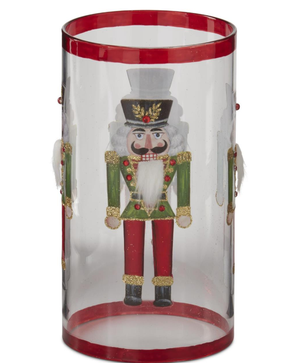 Nutcracker 7.75" Glass Candle Slip Cover