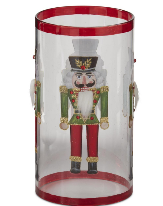 Nutcracker 7.75" Glass Candle Slip Cover