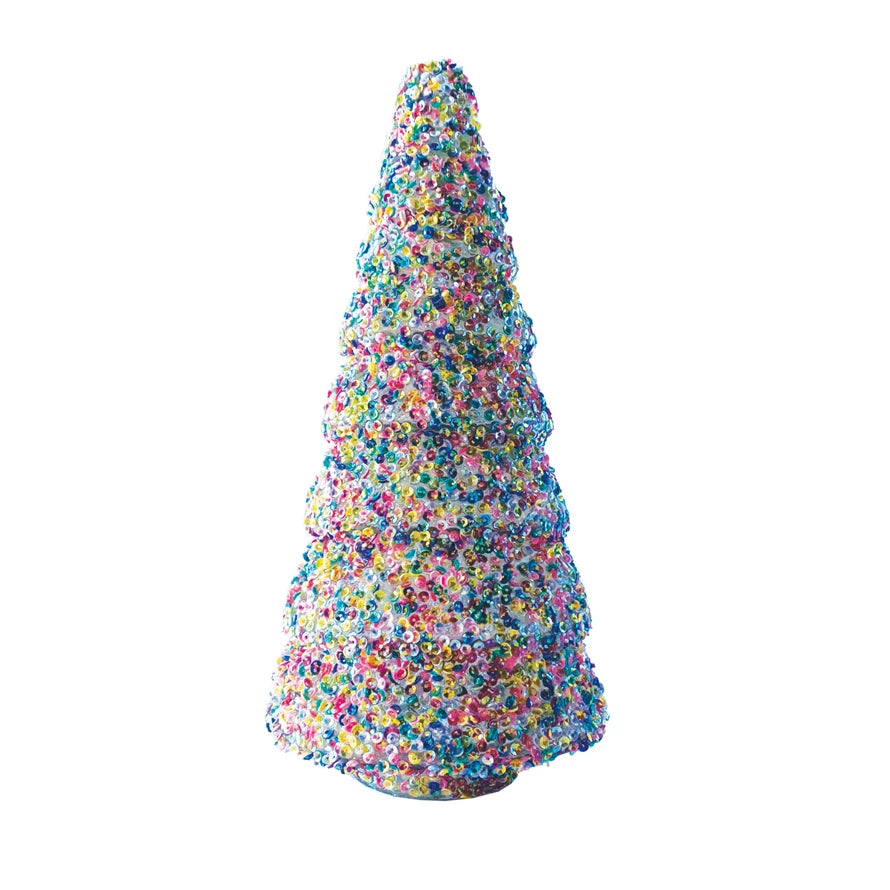 Recycled Glass Tree w/ Sequins, Multi Color